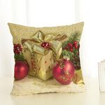 Decorazione natalizia Cuscino in cotone e lino cuscino per ufficio a casa senza cuscino, dimensioni: 45x45cm (regalo rosso dorato)