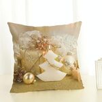 Decorazione natalizia Cuscino in cotone e lino cuscino per ufficio a casa senza cuscino, misura: 45x45cm (albero di Natale bianco)