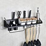 A versione 70 cm 2 tazze 10 ganci cucina multifunzione porta condimenti a parete portaoggetti (nero)