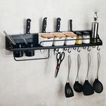 Una versione 80cm 2 Coppe 10 Ganci da cucina multifunzione Wallmounted condimento cremagliera del supporto di archiviazione