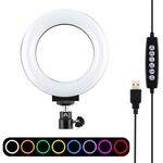 PULUZ 4,7 pollici 12 cm superficie curva USB 10 modalità 8 colori RGBW dimmerabile LED anello vlogging fotografia luci video con testa a sfera treppiede (nero)