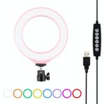 PULUZ 4,7 pollici 12 cm USB 10 modalità 8 colori RGBW dimmerabile LED anello Vlogging fotografia luci video con testa a sfera treppiede (rosa)