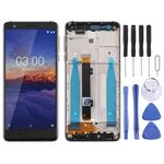 Schermo LCD TFT per Nokia 3.1 TA-1049 TA-1057 TA-1063 TA-1070 Digitizer Assemblaggio completo con cornice e tasti laterali (Nero)
