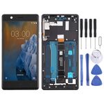 Schermo LCD TFT per Nokia 3 TA-1032 Digitizer Assemblaggio completo con telaio e tasti laterali (nero)