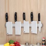 Portacoltelli magnetico in acciaio inossidabile 304 da parete con punzonatura senza cucina, dimensioni: 51x4x1,5 cm
