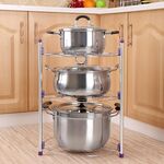 Scaffale multifunzione per pentole da cucina Pentola per zuppa wok a tre strati Scaffale per pentole in acciaio inossidabile