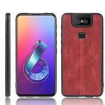 Per Asus Zenfone 6 ZS630KL antiurto per cucire con motivo a mucca per PC + custodia in PU + TPU (rosso)