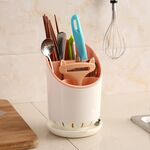 Creativo multi-funzione doppio ripiano di scarico bacchette da cucina secchio di immagazzinaggio scatola di immagazzinaggio stoviglie, colore: rosa