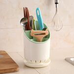 Creativo multi-funzione doppio ripiano di scarico bacchette da cucina secchio di immagazzinaggio scatola di immagazzinaggio stoviglie, colore: verde