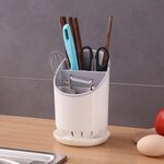 Creativo Multi-funzione Doppio Scaffale di Scarico Bacchette da Cucina Secchio di Stoccaggio Contenitore di Stoviglie Scatola di Immagazzinaggio, Colore: Grigio Chiaro