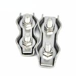 Morsetto per fune metallica a doppia clip con piastra in acciaio inossidabile 304 da 5 pezzi, specifica: M5, stile: doppia clip
