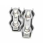 Morsetto per fune metallica a morsetto singolo con piastra in acciaio inossidabile 304, specifica: M6, stile: doppia clip