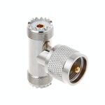 Adattatore maschio da PL259 a 2 UHF femmina a forma di T UHF