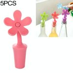 5 pezzi tappo vino in silicone tappo birra fiore (rosso)