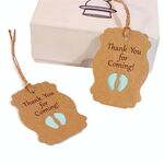 50 pezzi/set Grazie per essere venuti Etichetta per festa di compleanno in carta Kraft per baby shower (blu)