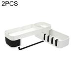 2 PCS Accessori per il bagno Mensola per doccia Treppiede rotante senza soluzione di continuità Fissaggi senza soluzione di continuità Rack di stoccaggio Treppiede da cucina (nero)