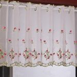Tenda in tulle per finestra con fiori in bbalcony, finestra con ricamo pastorale semplice, dimensioni: 150 cm x 65 cm (rosa)