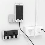 5 PCS Wall Sticking Phone Charging Holder Presa Forte adesivo appiccicoso Sopport Rack Mensola con ganci (Khaki)