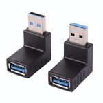 2 PCS USB 3.0 a forma di L maschio a femmina Adattatore per connettore del cavo di prolunga con angolo di 90 gradi (nero)
