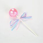 Fiocco di nastro, paillettes, pallina, torta, dessert, festa, biglietto inserito (rosa)