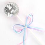 Fiocco di nastro, paillettes, pallina, torta, dessert, festa, biglietto inserito (argento)