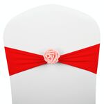 Fasce per sedia Fiocchi Decor Elastico Spandex Fasce per sedia con fiore rosa Elastico per sedia Decorazione per matrimoni (rosso)