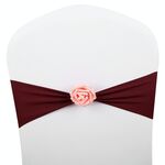 Fasce per sedie Fiocchi Decor Elastico Spandex Fusciacca con fiore rosa Elastico per sedia Decorazione di nozze (rosso vino)