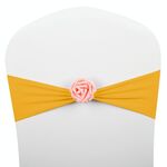 Fasce per sedie Fiocchi Decor Elastic Spandex Fusciacca per sedia con fiore rosa Elastico per sedia Decorazione per matrimoni (Dorato)