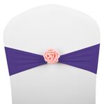 Fasce per sedia Fiocchi Decor Elastico Spandex Fusciacca con fiore rosa Elastico per sedia Decorazione per matrimoni (viola scuro)