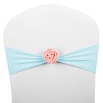 Sedia Asciugami Archi Decor Elastico Spandex Sedia Sash con fiore rosa Stretch Chair Band Decorazione di nozze (blu)