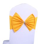 Fasce per sedia in spandex adatta a tutte le sedie Fasce per sedie da matrimonio Fiocco per sedia elastica Fasce per cravatte posteriori per banchetti di cerimonie per feste di matrimonio (dorate)