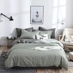 Set biancheria da letto Copripiumino copriletto trapuntato a quadri in tinta unita, dimensioni: 200 * 230 cm (2x federa, 1x trapunta） (verde)