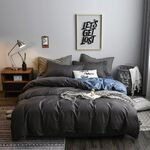 Set biancheria da letto Copripiumino copripiumino in tinta unita plaid laterale, dimensioni: 135 * 200 cm (1x federa, 1x trapunta） (nero)