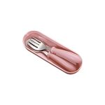 3 pezzi / set cucchiaio e forchetta in acciaio inossidabile 304 set di stoviglie per asilo nido carino (rosa)