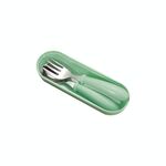 3 pezzi / set cucchiaio e forchetta in acciaio inossidabile 304 set di stoviglie per asilo nido carino (verde)