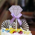 5 confezioni torta di diamanti compleanno carta inserita festa di nozze dessert decorazione della tavola forniture (viola)