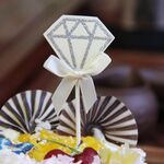 5 confezioni torta di diamanti compleanno carta inserita festa di nozze dessert decorazione della tavola forniture (beige)