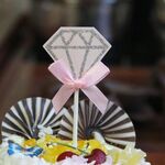 5 confezioni torta di diamanti compleanno carta inserita festa di nozze dessert decorazione della tavola forniture (rosa)