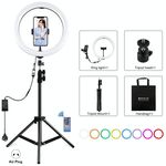 Pulluz 11,8 pollici 30 cm RGB Light 1.1m Treppiede Mount Treppiede Dimmable LED Ring Vlogging Selfie Photography Video Lights Live Broadcast Kit con scarpa a freddo Treppiede Testa a sfera e pinza telefonica (Plug AU)
