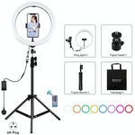 Pulluz 11.8 pollici 30 cm RGB Light 1.1m Treppiede Mount Treppiede Mount Dimmable LED Ring Vlogging Selfie Photography Video Lights Live Broadcast Kit con scarpa a freddo Treppiede Treppiede Testa e telefono Morsetto (spina britannica)