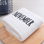 Asciugamano da bagno in cotone per adulti addensato, morbido e assorbente, ricamo mese, motivo: novembre (bianco)