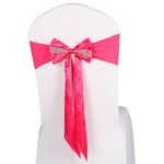 Per eventi di matrimonio Cerimonia del partito Banchetto Decorazione natalizia Sedia Fiocco Fiocco Sedia elastica Nastro posteriore Fasce per sedie Fasce per sedie (rosa rossa)