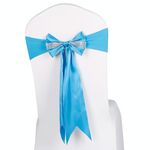 Per eventi di matrimonio Cerimonia del partito Banchetto Decorazione natalizia Sedia Fiocco Fiocco Sedia elastica Nastro posteriore Fasce per sedie Fasce per sedie (Azzurro cielo)