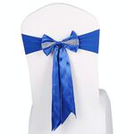 Per eventi di matrimonio Cerimonia del partito Banchetto Decorazione natalizia Sedia Fiocco Fiocco Sedia elastica Nastro posteriore Fasce per sedie Fasce per sedie (Blu reale)