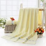 Asciugamano da bagno quadrato in cotone tinta unita Asciugamano da bagno ricamato Protezione ambientale naturale Asciugamano domestico (bianco sporco)