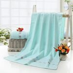 Asciugamano da bagno quadrato in cotone tinta unita Asciugamano da bagno ricamato Protezione ambientale naturale Asciugamano per la casa (azzurro)
