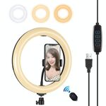 PULUZ 10,2 pollici 26 cm USB 3 modalità dimmerabile doppia temperatura colore LED curvo anello di luce diffusa Vlogging selfie fotografia luci video con morsetto telefono (nero)
