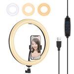 PULUZ 11,8 pollici 30 cm USB 3 modalità dimmerabile doppia temperatura colore LED curvo anello di luce diffusa Vlogging selfie fotografia luci video con morsetto telefono (nero)