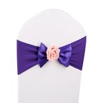 Fodera per sedia da matrimonio Fusciacca Tessuto in raso Papillon Nastro Decorazione per fascia in hotel Forniture per banchetti per cerimonie per feste di matrimonio (viola scuro)
