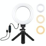 PULUZ 6,2 pollici 16 cm USB 3 modalità Dimmerabile LED Anello Vlogging Fotografia Luci video + Kit di montaggio per treppiede tascabile con testa a sfera per treppiede a scarpa fredda (nero)